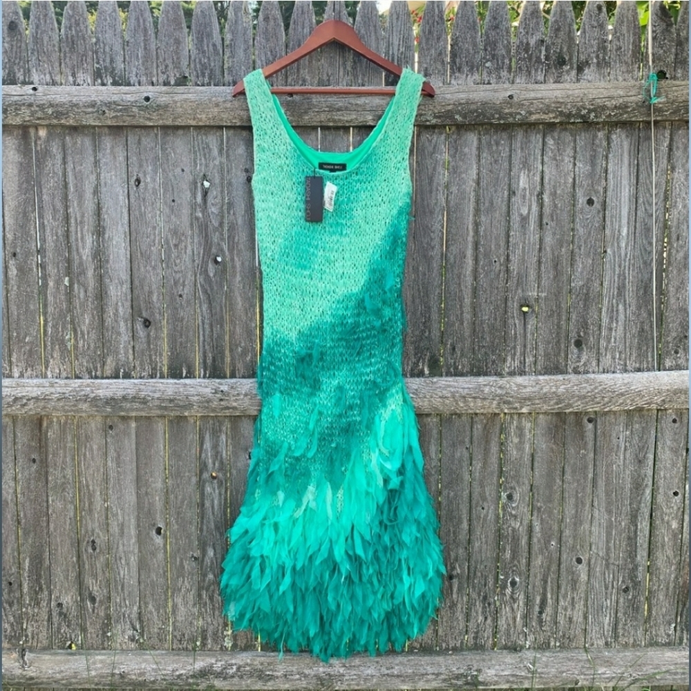 STUNNING Tadashi Shoji green ombre silk dress